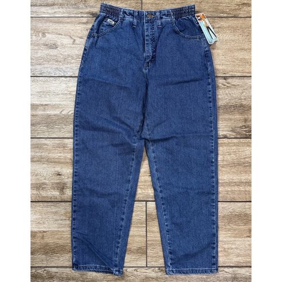 Lee Elastic Side Denim Jeans Woman's 8P Blue Mid Rise Relaxed Fit - Picture 15 of 15